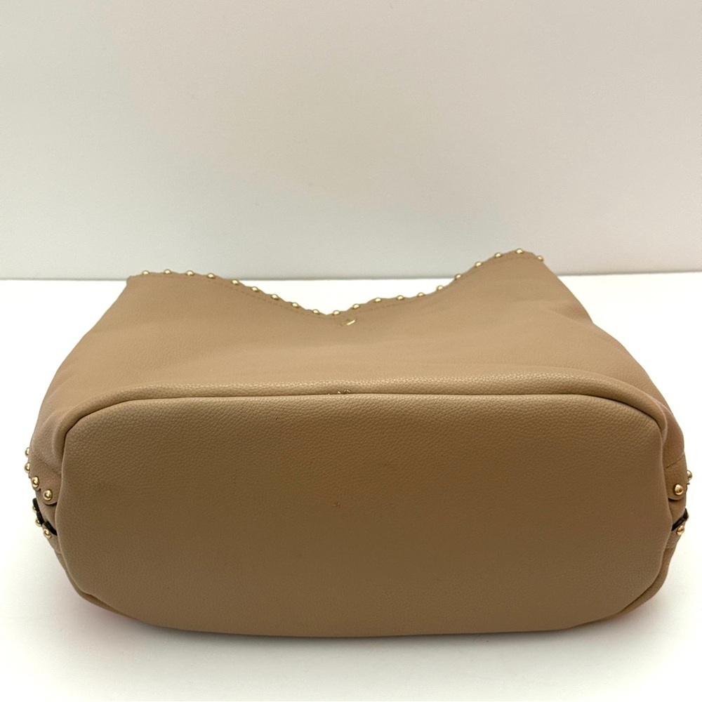 Women’s Tan Studded Shoulder Bag With Rope Style Handle - Picture 9 of 13